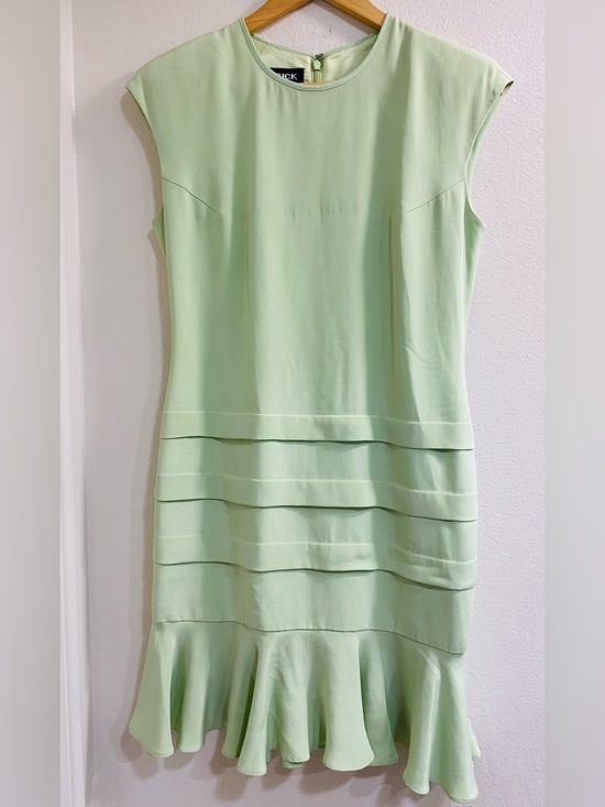 Patrick Collection Dresses & Skirts - Vintage Patrick Collection Silk Light Green Tiered Midi Dress with Flounce Hem 4